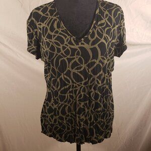 NWT CHICO'S Black/Basil Crinkle Top - Chico's 2